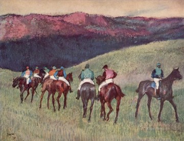  1894 Works - racehorses in a landscape 1894 Edgar Degas
